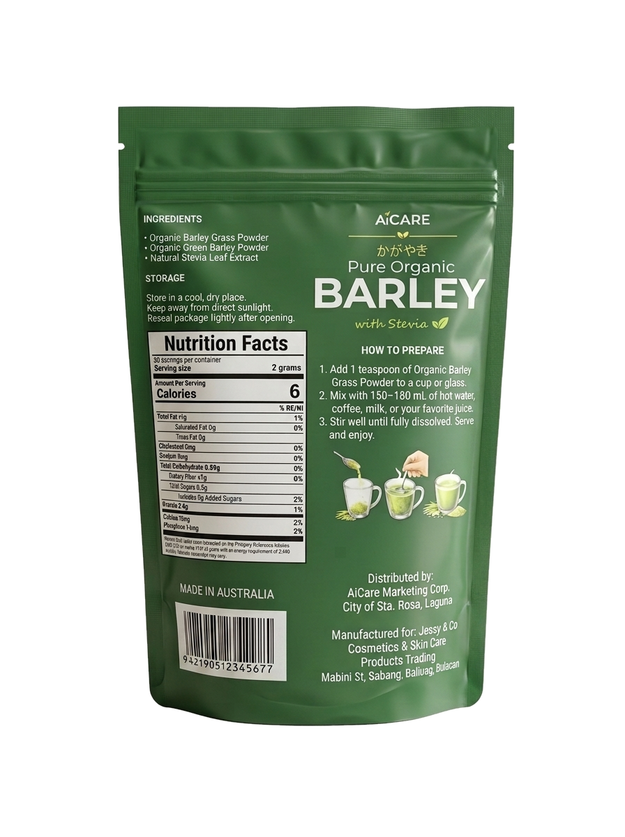Back of pack showing ingredients, nutrition facts and preparation