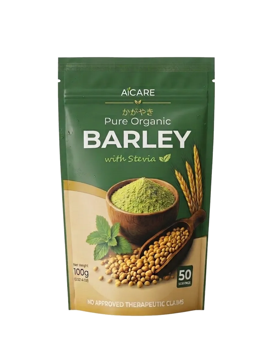 AICARE Pure Organic Barley with Stevia, 100g resealable pouch